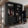 Closet Solteiro 100% Mdf Bp 159,5cm 3 Gavetas Monreale - 2