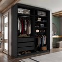 Ver imagem 1 de Closet Solteiro 100% MDF BP 159,5cm 3 Gavetas Monreale Cinza/Preto