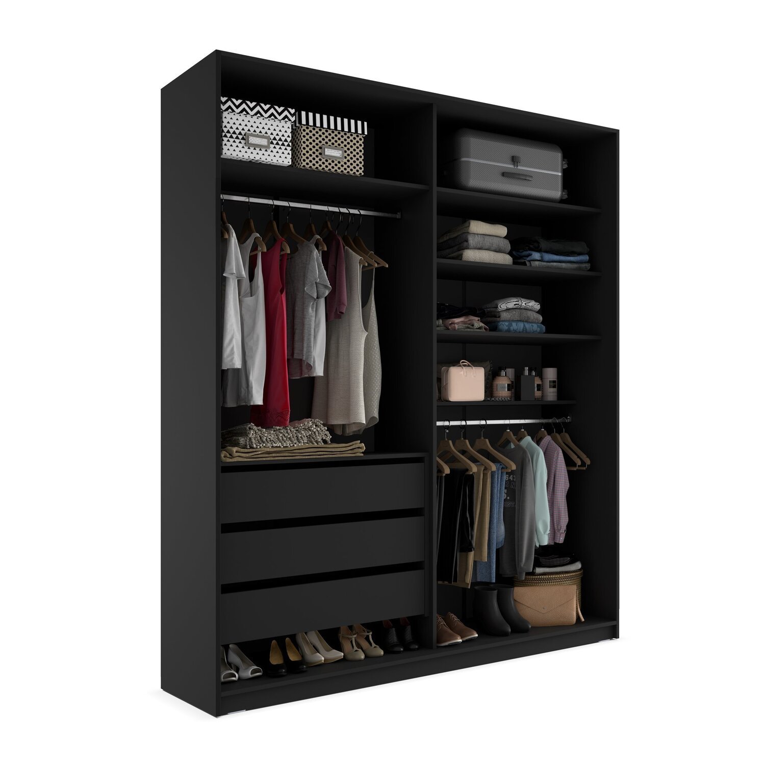 Closet Solteiro 100% Mdf Bp 159,5cm 3 Gavetas Monreale - 3