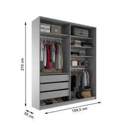 Closet Solteiro 100% Mdf Bp 159,5cm 3 Gavetas Monreale - 6