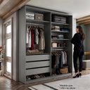 Ver imagem 2 de Closet Solteiro 100% MDF BP 159,5cm 3 Gavetas Monreale Preto/Cinza