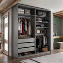 Ver imagem 1 de Closet Solteiro 100% MDF BP 159,5cm 3 Gavetas Monreale Preto/Cinza