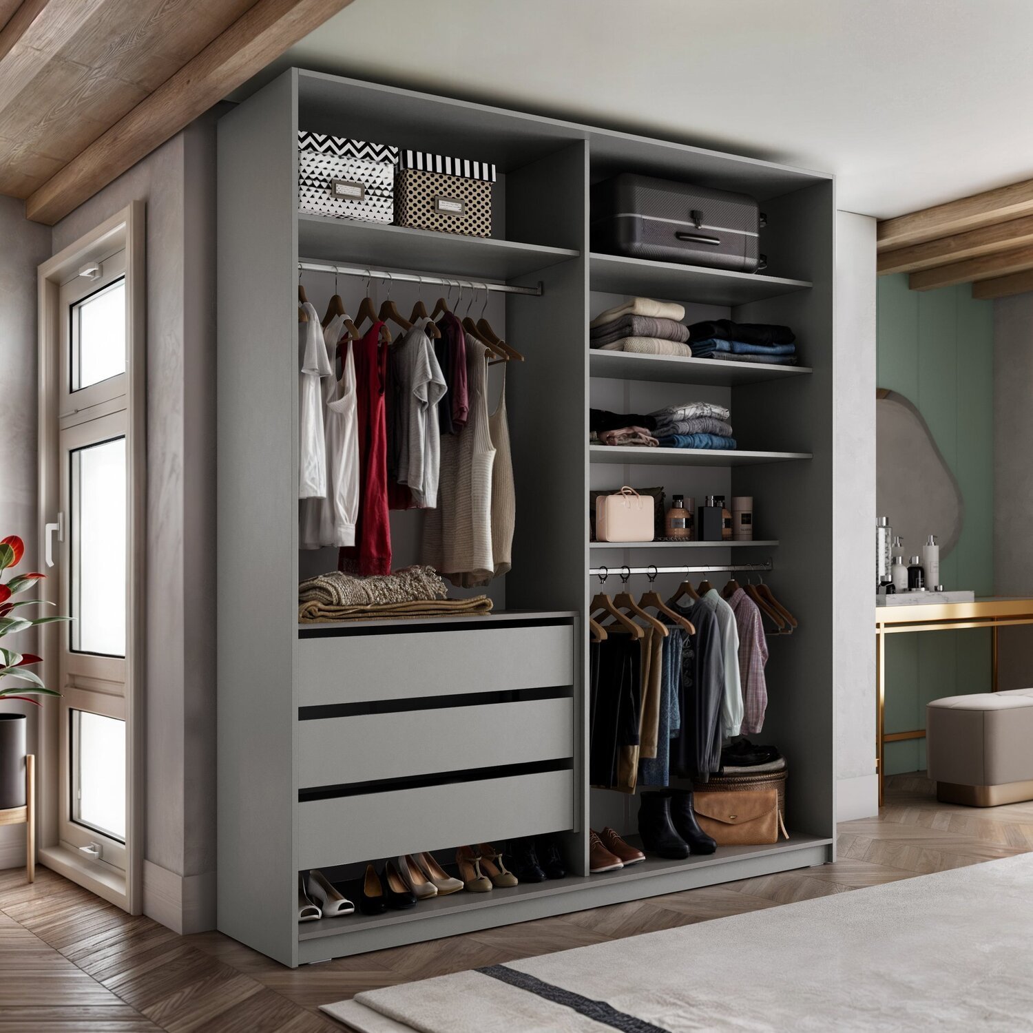 Closet Solteiro 100% Mdf Bp 159,5cm 3 Gavetas Monreale - 1
