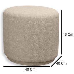 Puff Orgânico Beatriz Boucle Elegante Luxuoso Redondo - 7 Decor Bege - 4