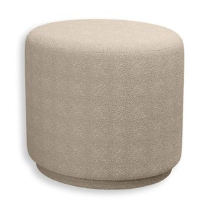 Puff Orgânico Beatriz Boucle Elegante Luxuoso Redondo - 7 Decor Bege