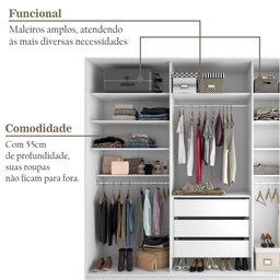 Closet Casal 100% Mdf Bp 237cm 3 Gavetas Monreale - 10
