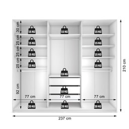 Closet Casal 100% Mdf Bp 237cm 3 Gavetas Monreale - 5