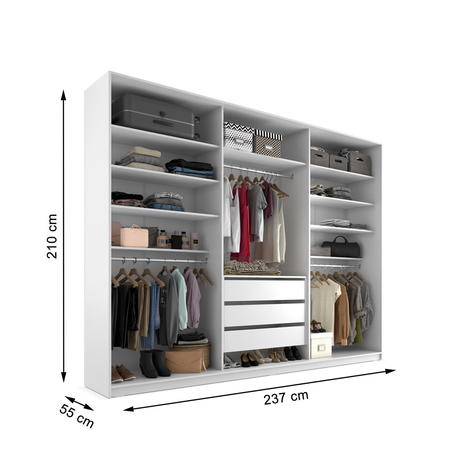 Closet Casal 100% Mdf Bp 237cm 3 Gavetas Monreale - 6