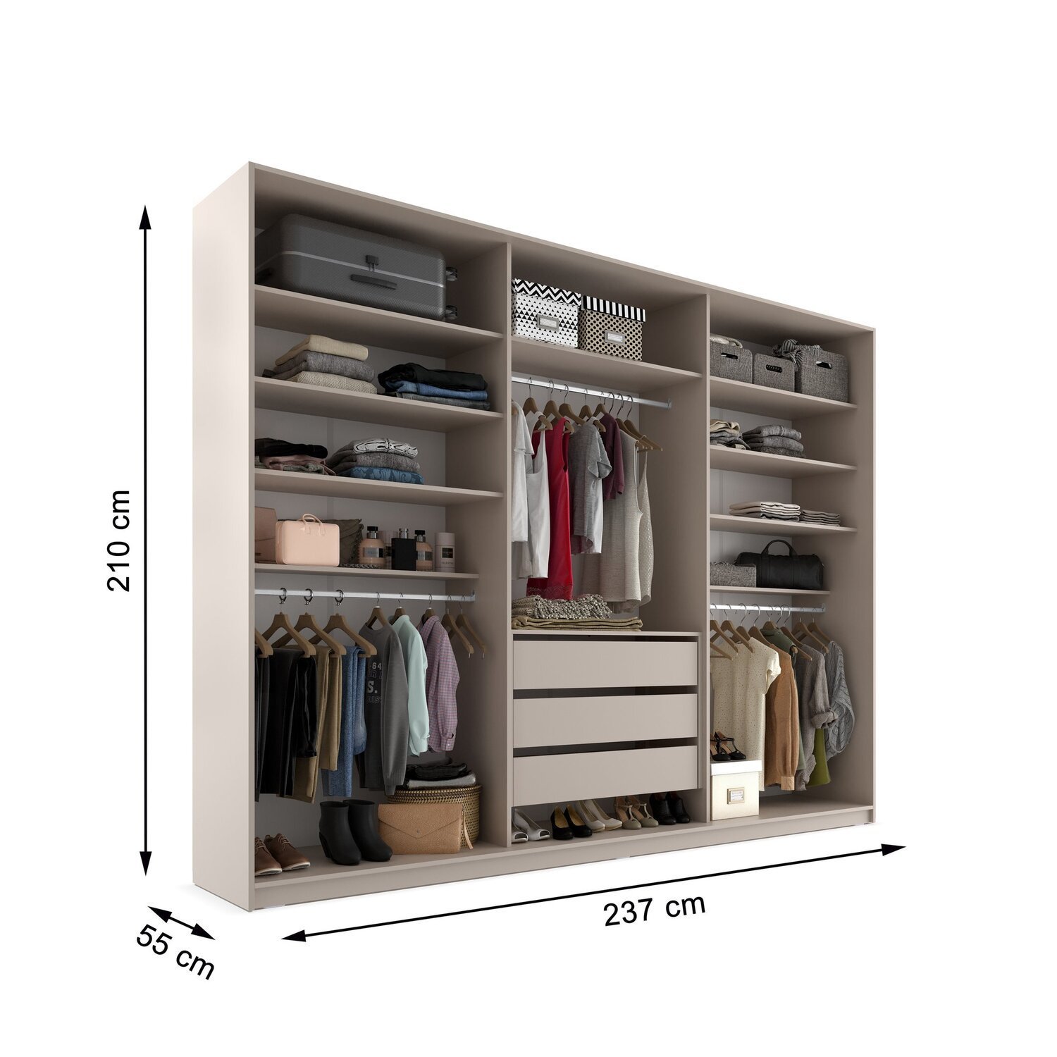 Closet Casal 100% Mdf Bp 237cm 3 Gavetas Monreale - 6