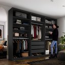 Ver imagem 2 de Closet Casal 100% MDF BP 237cm 3 Gavetas Monreale Preto
