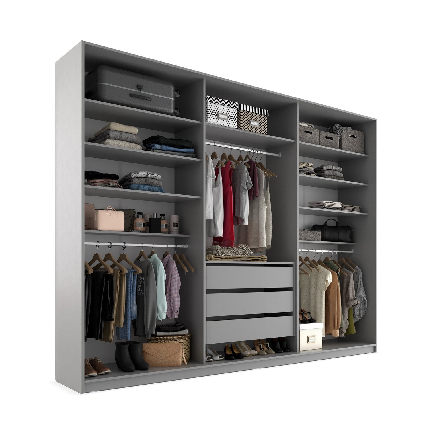 Closet Casal 100% Mdf Bp 237cm 3 Gavetas Monreale - 3