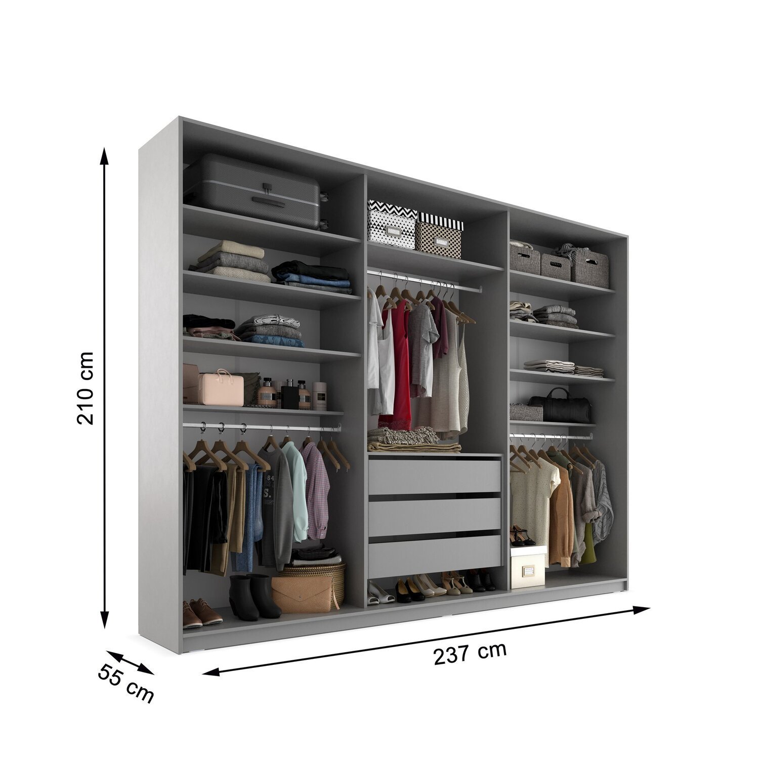 Closet Casal 100% Mdf Bp 237cm 3 Gavetas Monreale - 6