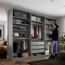 Ver imagem 2 de Closet Casal 100% MDF BP 237cm 3 Gavetas Monreale Preto/Cinza