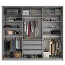 Ver imagem 4 de Closet Casal 100% MDF BP 237cm 3 Gavetas Monreale Preto/Cinza