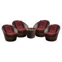 Ver imagem 1 de Conjunto de Poltronas Fibra Sintética Bola - 4 Poltronas + 1 Mesa Centro - Tecido Duna Vermelho