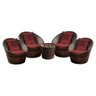 Conjunto de Poltronas Fibra Sintética Bola - 4 Poltronas + 1 Mesa Centro - Tecido Duna Vermelho - 1