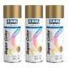 3 Tinta Spray Super Color Uso Geral Acrílica Tekbond Dourado - 1