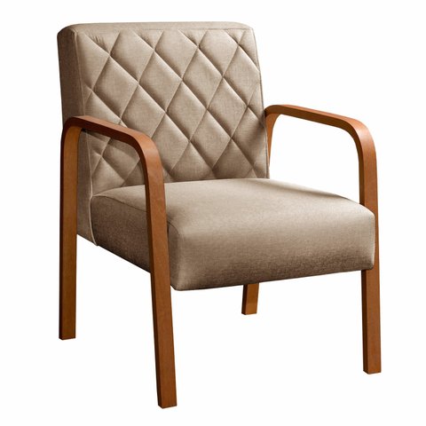 Conjunto 4 Poltronas Lara Cadeira Decorativa Sala, Recepção - Linho Marrom