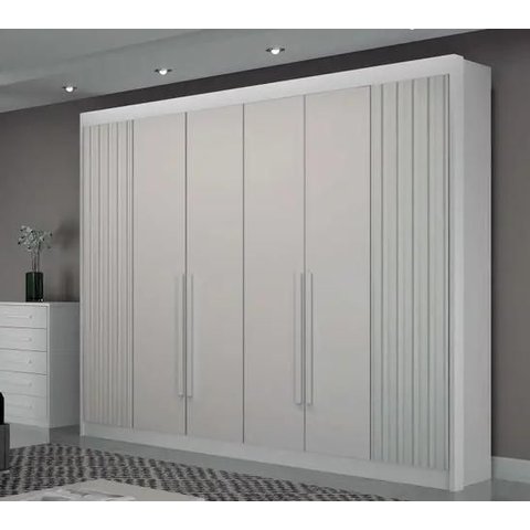 Guarda Roupa São Carlos 6 Pts Ripado Branco - Leifer