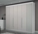 Ver imagem 1 de Guarda Roupa Casal 100% MDF 6 Portas 6 Gavetas 235cm Ripado São Carlos Branco - Leifer