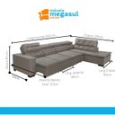 Ver imagem 3 de Sofá 7 Lugares Canto Assento Retrátil Pillow Chaise e 3,60 X2,20 M Sttilo Bege - Megasul