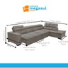 Sofá 7 Lugares Canto Assento Retrátil Pillow Chaise e 3,60 X2,20 M Sttilo Bege - Megasul - 3