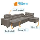 Ver imagem 5 de Sofá 7 Lugares Canto Assento Retrátil Pillow Chaise e 3,60 X2,20 M Sttilo Bege - Megasul