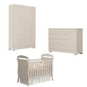 Ver imagem 2 de Quarto de Bebê Zaki Completo Berço 2 em 1 Guarda-Roupa 4 Portas Cômoda Sapateira 100% MDF Areia Fosco