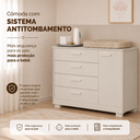 Ver mais imagens de Quarto de Bebê Zaki Completo Berço 2 em 1 Guarda-Roupa 4 Portas Cômoda Sapateira 100% MDF Areia Fosco