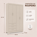 Ver imagem 3 de Quarto de Bebê Zaki Completo Berço 2 em 1 Guarda-Roupa 4 Portas Cômoda Sapateira 100% MDF Areia Fosco