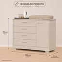 Ver imagem 4 de Quarto de Bebê Zaki Completo Berço 2 em 1 Guarda-Roupa 4 Portas Cômoda Sapateira 100% MDF Areia Fosco