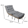 Poltrona Decorativa Costela com Puff Base Metal Linho - Cinza Escuro - 2