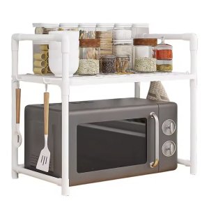 Suporte Rack Organizador Cozinha Microondas Armario Compacto Prateleiras Gancho Organiza Escorre Lou