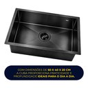 Ver imagem 5 de Cuba Cozinha Gourmet Nano Aço Inox 304 Escovado 50x40 Preta Brinovar