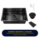 Ver imagem 6 de Cuba Cozinha Gourmet Nano Aço Inox 304 Escovado 50x40 Preta Brinovar