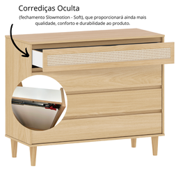 Cômoda Infantil 4 Gavetas com Telinha Linha Paglia Marca Quater - 8