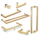 Ver imagem 1 de Kit de Acessórios para Banheiro com 7 Peças com Toalheiro Duplo em Aço Inox Dourado Linha Larissa