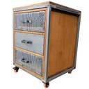 Ver imagem 2 de Mesa de Cabeceira Gaveteiro Industrial Modelo Steampunk - Madeira e Ferro - 3 Gavetas e 4 Rodízios