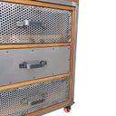 Ver imagem 4 de Mesa de Cabeceira Gaveteiro Industrial Modelo Steampunk - Madeira e Ferro - 3 Gavetas e 4 Rodízios