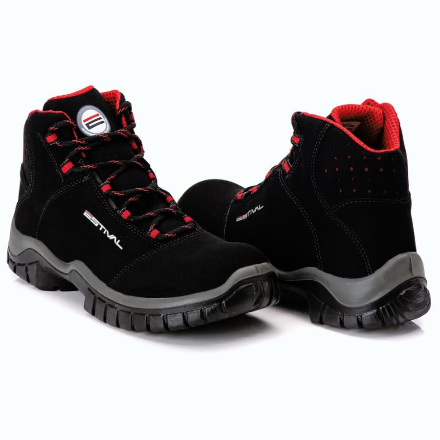 Bota de Segurança Estival em Microfibra - Preto e Vermelho - 5