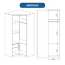 Ver mais imagens de Guarda Roupa Modulado de Canto Closet Elegance Cinza/Niquel/Blanc