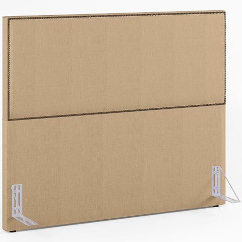 Cabeceira Box King Com Tachas 195 cm Vicenza L02 Linho Bege Escuro - Lyam Decor