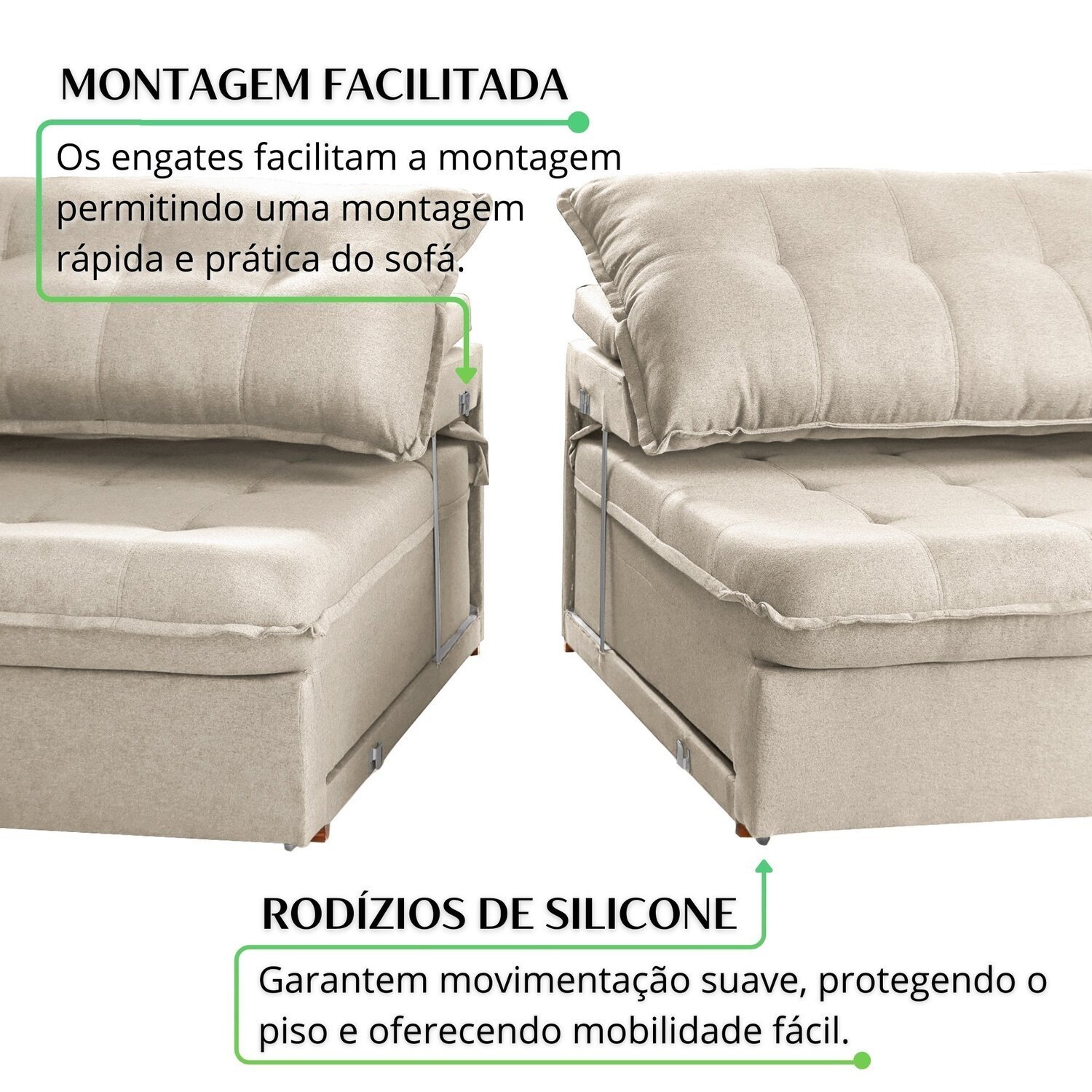 Sofá Cama Retrátil e Reclinável 2 Módulos 260 Cm Flórida - 6