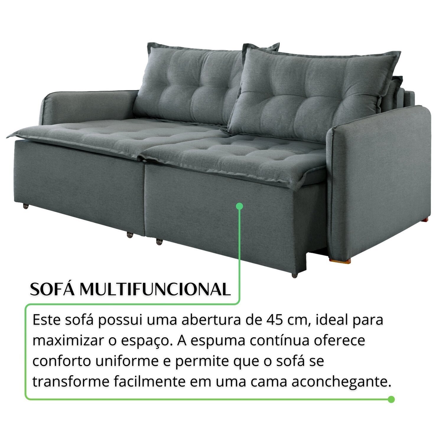 Sofá Cama Retrátil e Reclinável 2 Módulos 260 Cm Flórida - 7