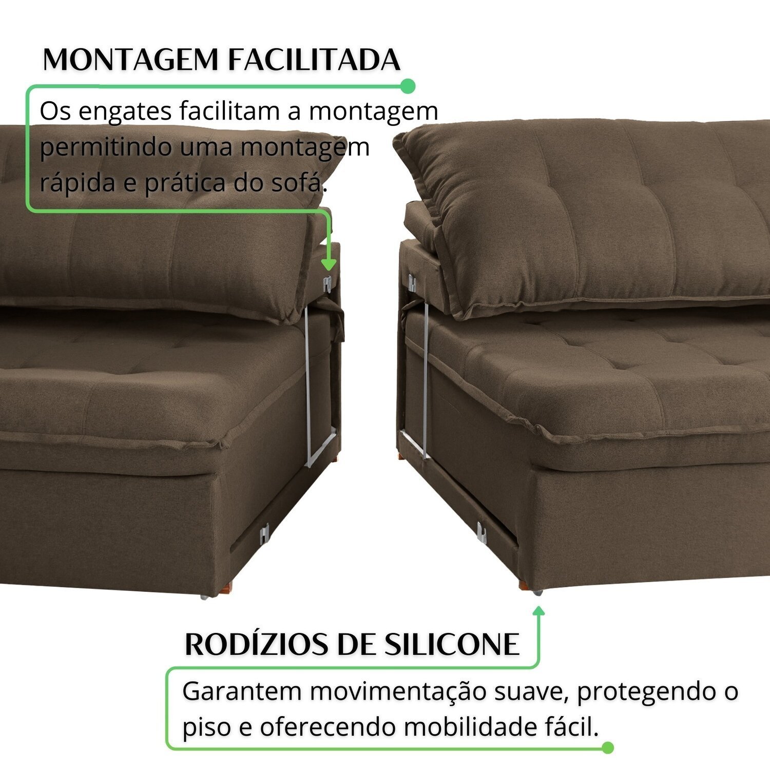 Sofá Cama Retrátil e Reclinável 2 Módulos 260 Cm Flórida - 6