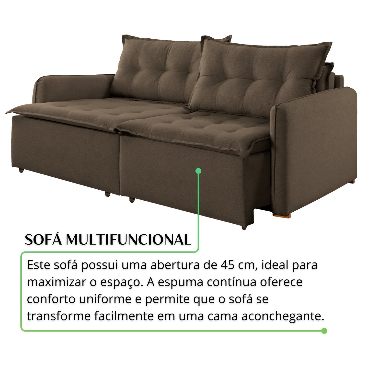 Sofá Cama Retrátil e Reclinável 2 Módulos 260 Cm Flórida - 7