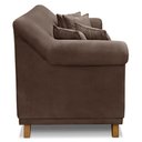Ver imagem 5 de Kit Poltrona e Sofá Living 2 Lugares 1,60m Vênus Veludo Marrom Pés Castanho - Pallazio