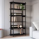 Ver imagem 1 de Estante 180 cm 6 Prateleiras Palhinha Pé Madeira Preto