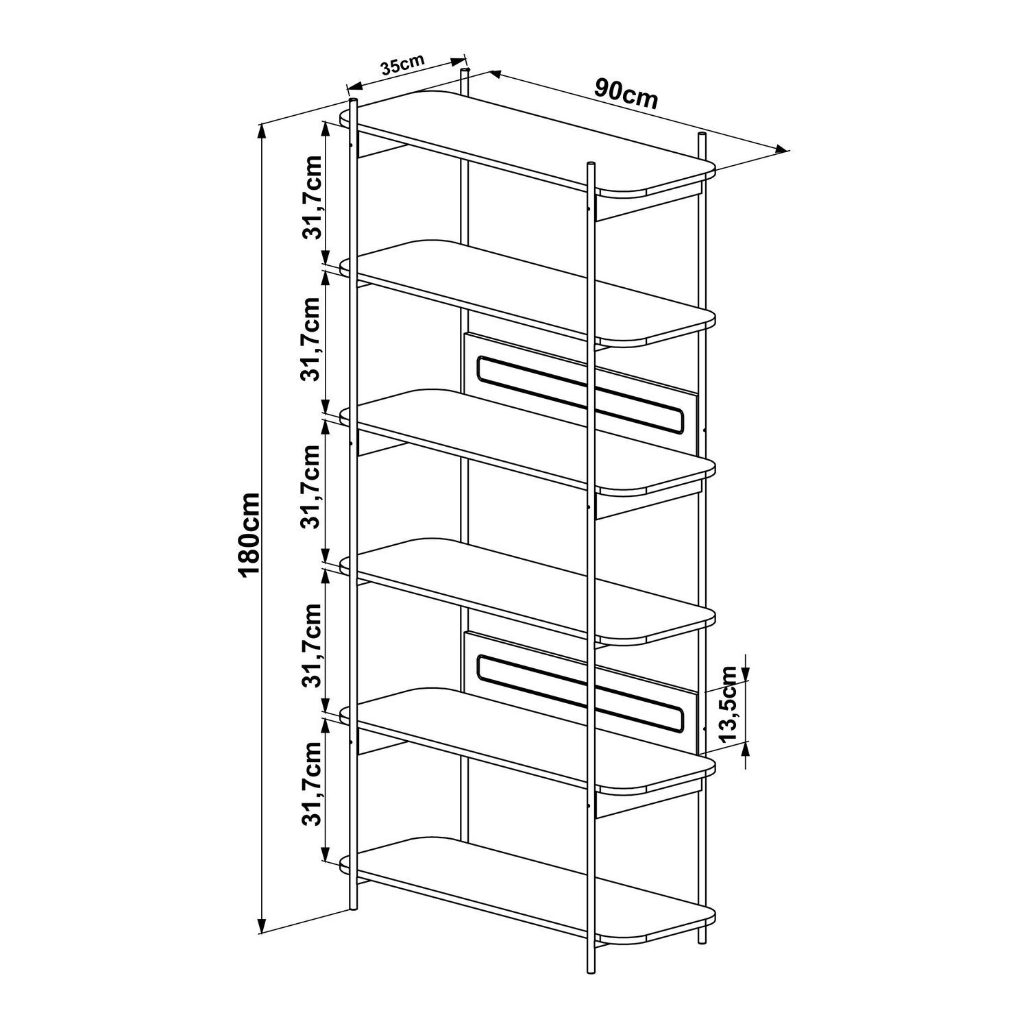 Estante 180 Cm 6 Prateleiras Palhinha Pé Metal - 4