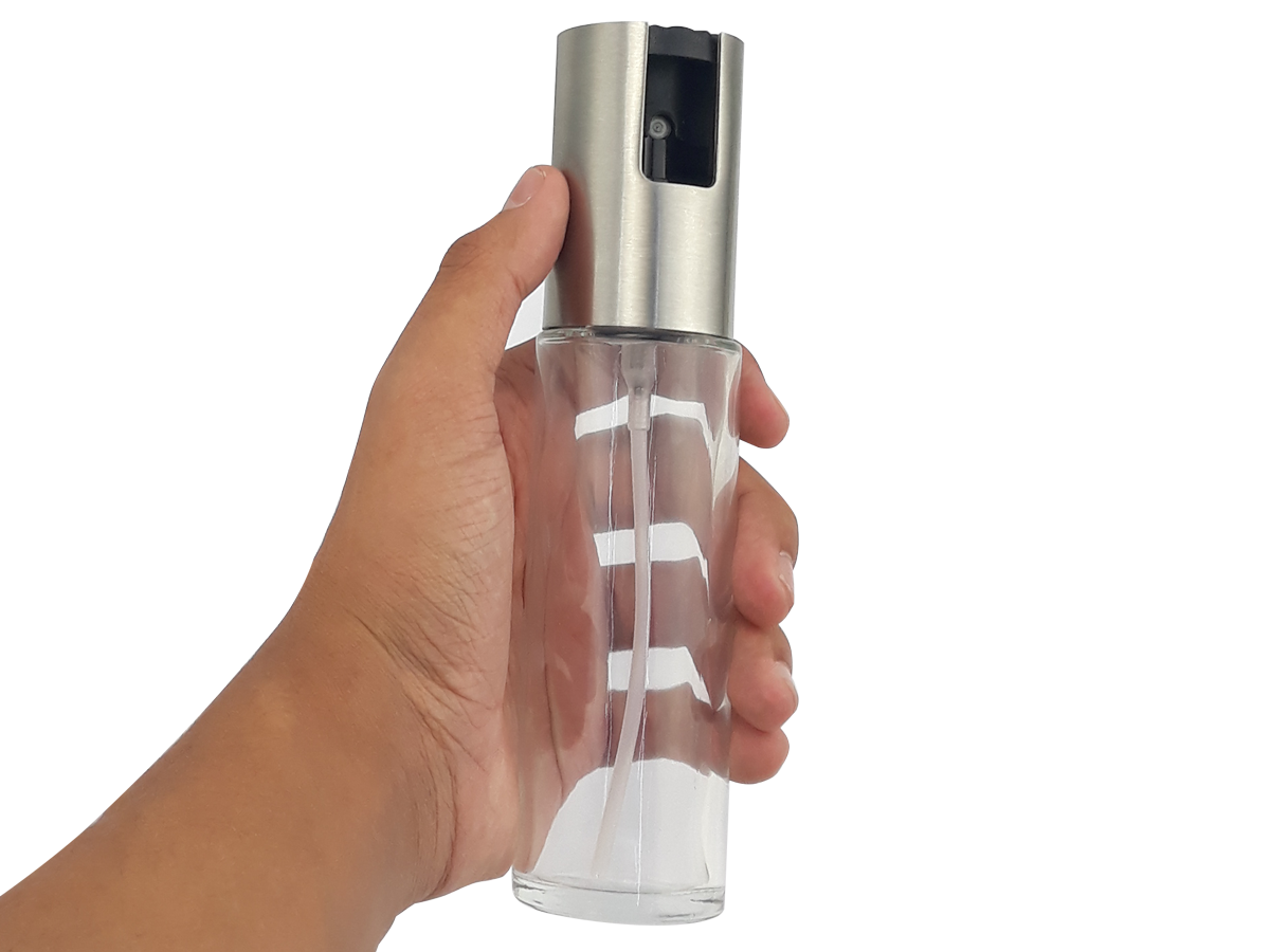 kit 2 Spray Pulverizador Borrifador Dosador Para Azeite Vinagre Frasco De Vidro Acabamento Aço Inoxi - 3